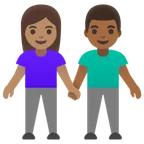 woman and man holding hands: medium skin tone, medium-dark skin tone for Google platform