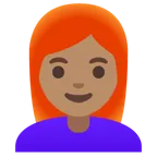 woman: medium skin tone, red hair para la plataforma Google