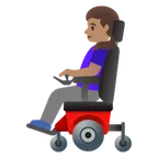 woman in motorized wheelchair: medium skin tone para a plataforma Google