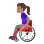woman in manual wheelchair: medium skin tone สำหรับแพลตฟอร์ม Google