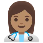 woman health worker: medium skin tone untuk platform Google