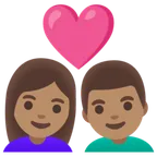 couple with heart: woman, man, medium skin tone for Google platform