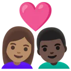 couple with heart: woman, man, medium skin tone, dark skin tone per la piattaforma Google