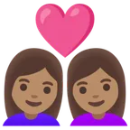 couple with heart: woman, woman, medium skin tone pentru platforma Google