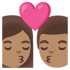 kiss: woman, man, medium skin tone voor Google platform