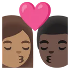 kiss: woman, man, medium skin tone, dark skin tone für Google Plattform