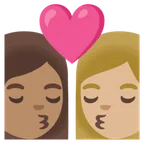 Google প্ল্যাটফর্মে জন্য kiss: woman, woman, medium skin tone, medium-light skin tone