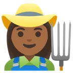 Google platformu için woman farmer: medium-dark skin tone
