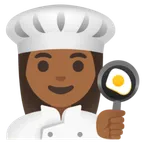 woman cook: medium-dark skin tone untuk platform Google
