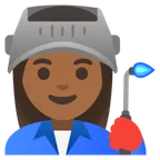 woman factory worker: medium-dark skin tone สำหรับแพลตฟอร์ม Google