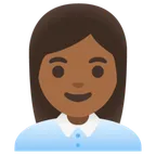 woman office worker: medium-dark skin tone untuk platform Google