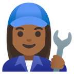 woman mechanic: medium-dark skin tone สำหรับแพลตฟอร์ม Google