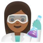 Google platformu için woman scientist: medium-dark skin tone