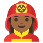 woman firefighter: medium-dark skin tone สำหรับแพลตฟอร์ม Google