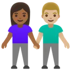 Google dla platformy woman and man holding hands: medium-dark skin tone, medium-light skin tone