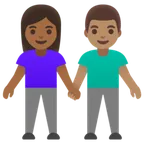 woman and man holding hands: medium-dark skin tone, medium skin tone για την πλατφόρμα Google
