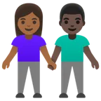 Google cho nền tảng woman and man holding hands: medium-dark skin tone, dark skin tone