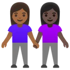 women holding hands: medium-dark skin tone, dark skin tone für Google Plattform