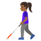 woman with white cane: medium-dark skin tone para la plataforma Google
