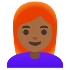 woman: medium-dark skin tone, red hair untuk platform Google
