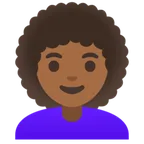 Google dla platformy woman: medium-dark skin tone, curly hair