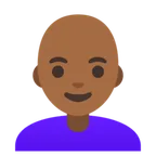 Google platformu için woman: medium-dark skin tone, bald