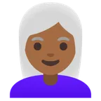 woman: medium-dark skin tone, white hair untuk platform Google