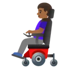 woman in motorized wheelchair: medium-dark skin tone สำหรับแพลตฟอร์ม Google