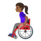 woman in manual wheelchair: medium-dark skin tone til Google platform