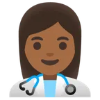 woman health worker: medium-dark skin tone for Google platform