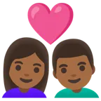 couple with heart: woman, man, medium-dark skin tone für Google Plattform