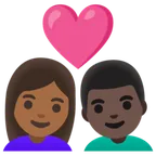 couple with heart: woman, man, medium-dark skin tone, dark skin tone für Google Plattform