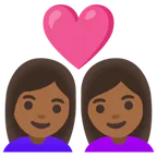 couple with heart: woman, woman, medium-dark skin tone til Google platform