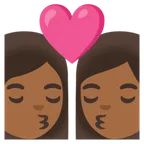 kiss: woman, woman, medium-dark skin tone til Google platform