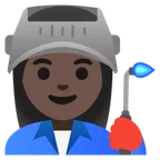 woman factory worker: dark skin tone สำหรับแพลตฟอร์ม Google