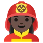 woman firefighter: dark skin tone สำหรับแพลตฟอร์ม Google