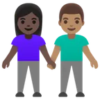 woman and man holding hands: dark skin tone, medium skin tone για την πλατφόρμα Google