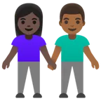Google cho nền tảng woman and man holding hands: dark skin tone, medium-dark skin tone
