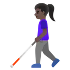 woman with white cane: dark skin tone para la plataforma Google