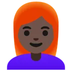 woman: dark skin tone, red hair untuk platform Google