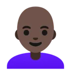 Google platformu için woman: dark skin tone, bald