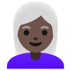 woman: dark skin tone, white hair untuk platform Google