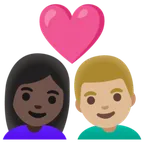 couple with heart: woman, man, dark skin tone, medium-light skin tone für Google Plattform
