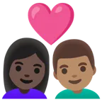 couple with heart: woman, man, dark skin tone, medium skin tone per la piattaforma Google
