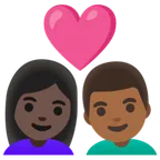 couple with heart: woman, man, dark skin tone, medium-dark skin tone für Google Plattform