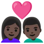 couple with heart: woman, man, dark skin tone สำหรับแพลตฟอร์ม Google