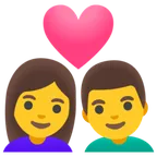 Google 平台中的 couple with heart: woman, man