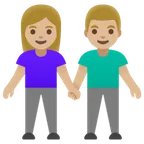 woman and man holding hands: medium-light skin tone สำหรับแพลตฟอร์ม Google