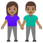 woman and man holding hands: medium skin tone untuk platform Google