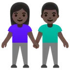 woman and man holding hands: dark skin tone untuk platform Google